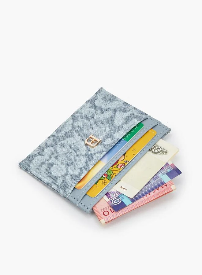 Flora Bella By Shoexpress Blue Textured Card Holder With Monogram Detail for Women | Best Price UAE